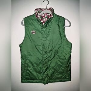 Burton Green Quilted Vest with Patterned Reversible Interior